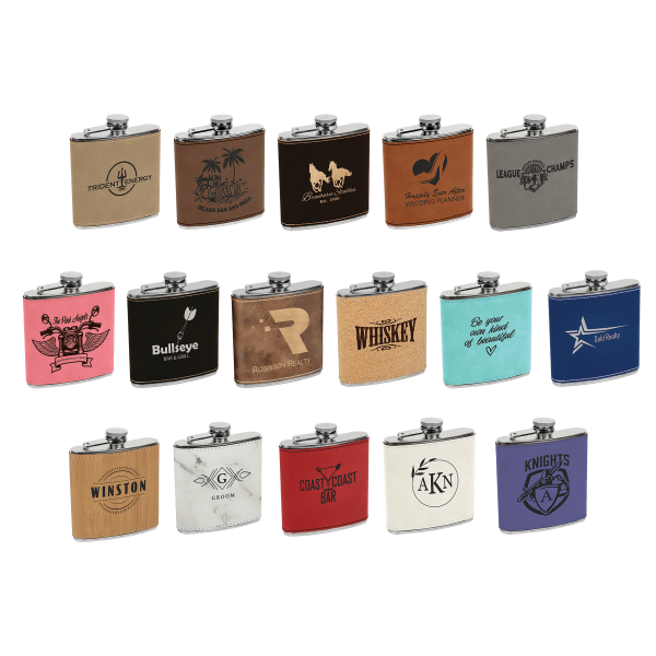 6 oz. Leatherette Stainless Steel Flask - Image 2